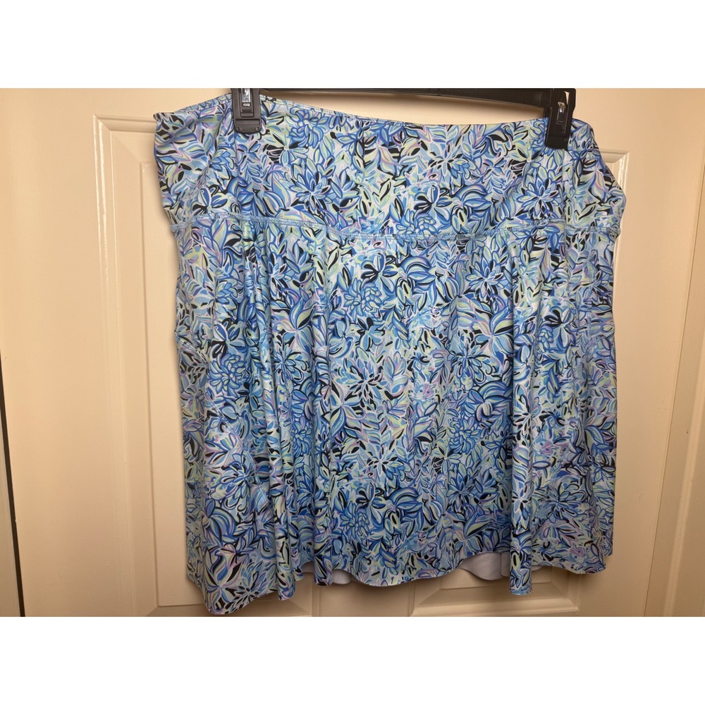 HDE Womens Floral Print Active Skort Blue Purple Athletic Tennis Golf Skirt 2X